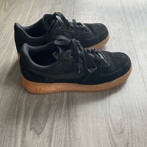 Nike Air Force 1 Black Suede Gum Sole